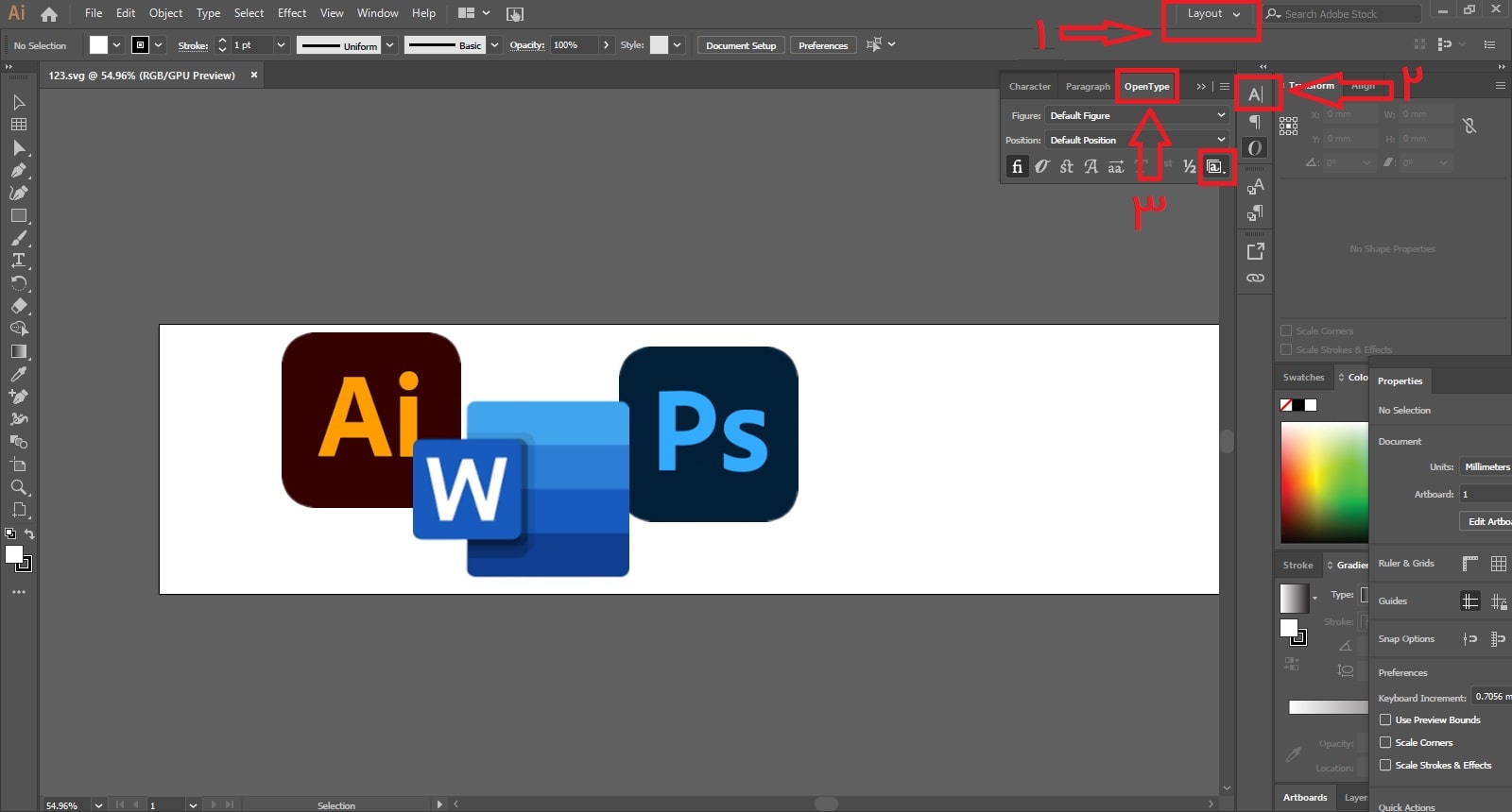 illustrator-stylistic set-min فعالسازی حروف جایگزین در ایلاستریتور