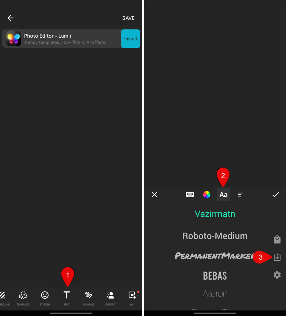inshot instal-min افزودن فونت به اینشات
